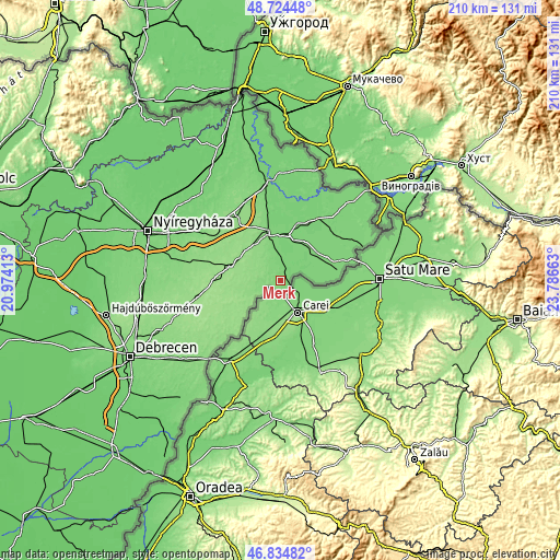 Topographic map of Mérk