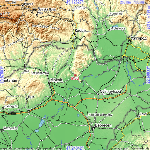 Topographic map of Mád