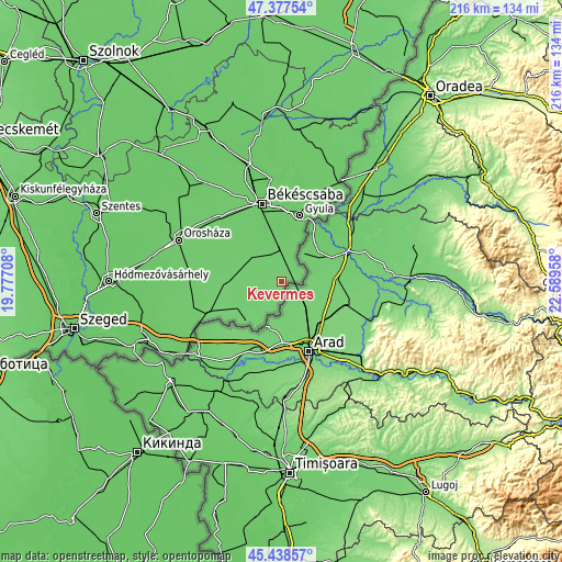 Topographic map of Kevermes