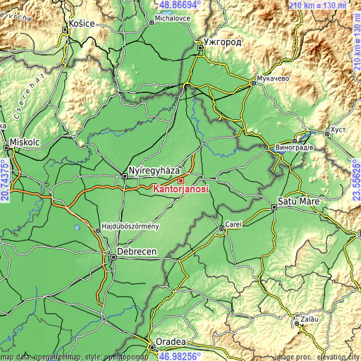 Topographic map of Kántorjánosi