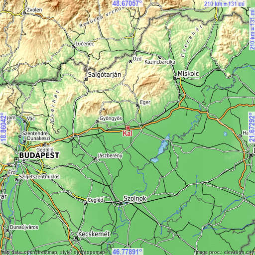 Topographic map of Kál