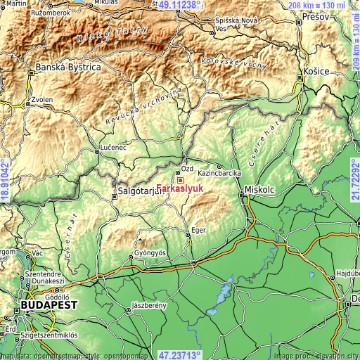 Topographic map of Farkaslyuk