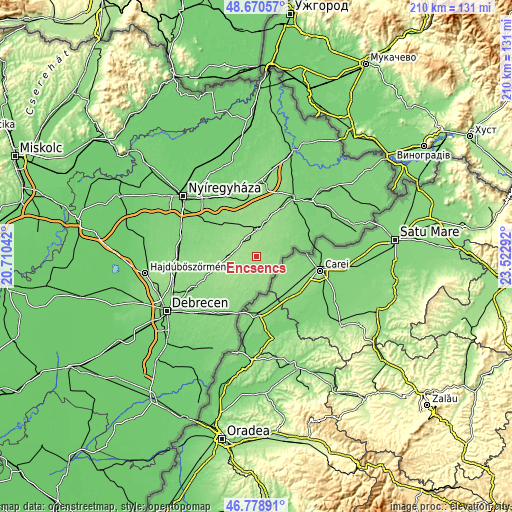 Topographic map of Encsencs