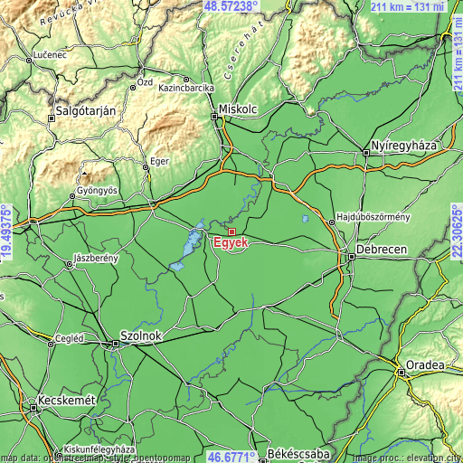 Topographic map of Egyek