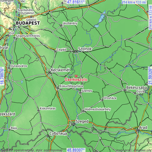 Topographic map of Cserkeszőlő
