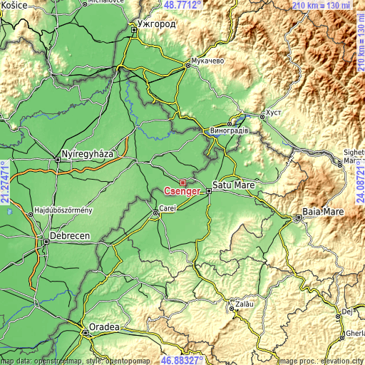 Topographic map of Csenger