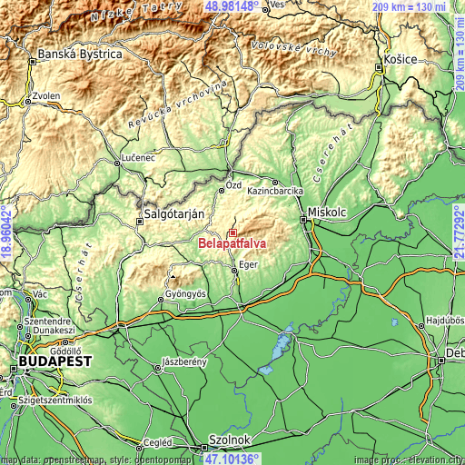 Topographic map of Bélapátfalva