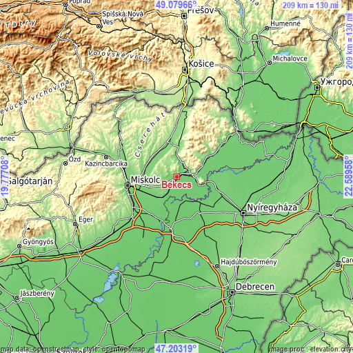 Topographic map of Bekecs