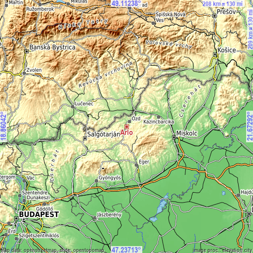 Topographic map of Arló