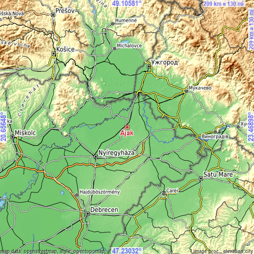 Topographic map of Ajak