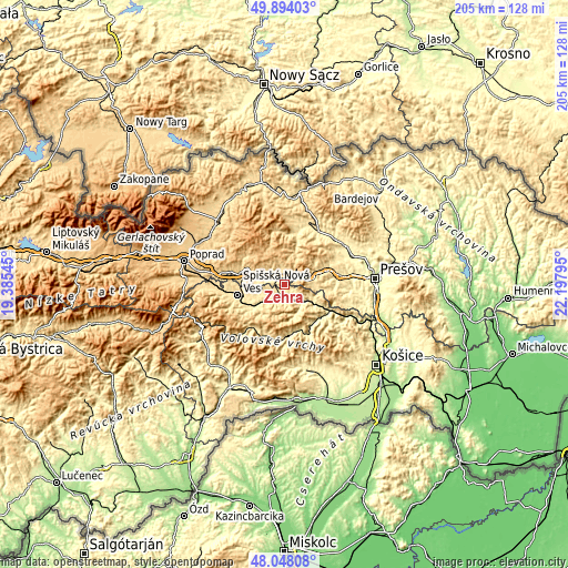 Topographic map of Žehra