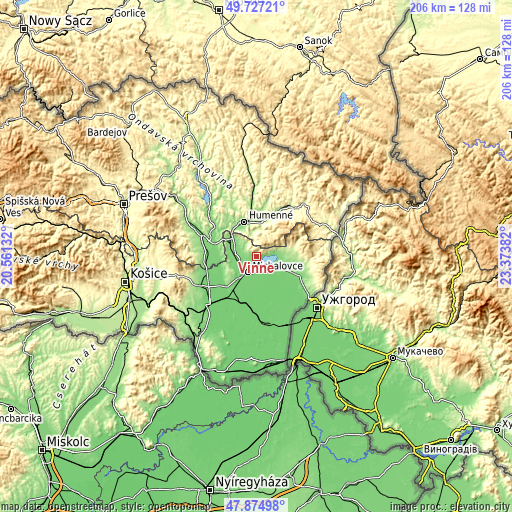 Topographic map of Vinné