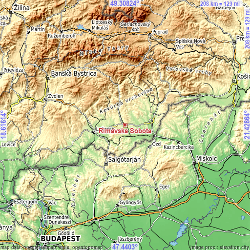 Topographic map of Rimavská Sobota