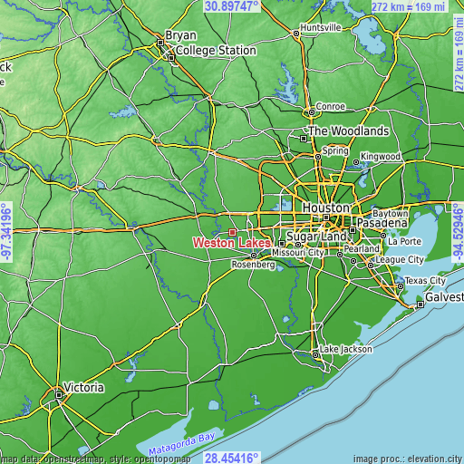 Topographic map of Weston Lakes