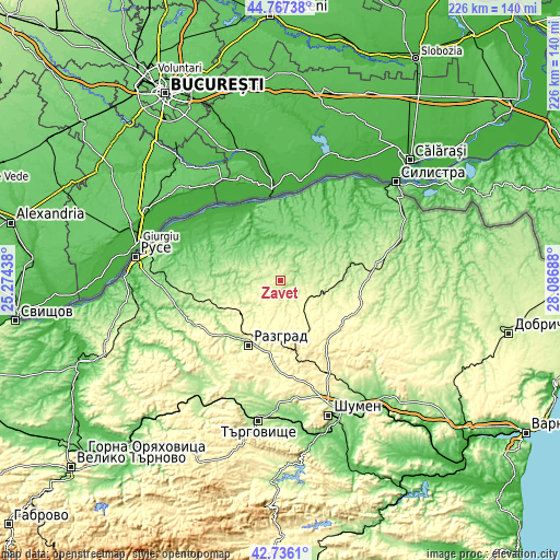 Topographic map of Zavet