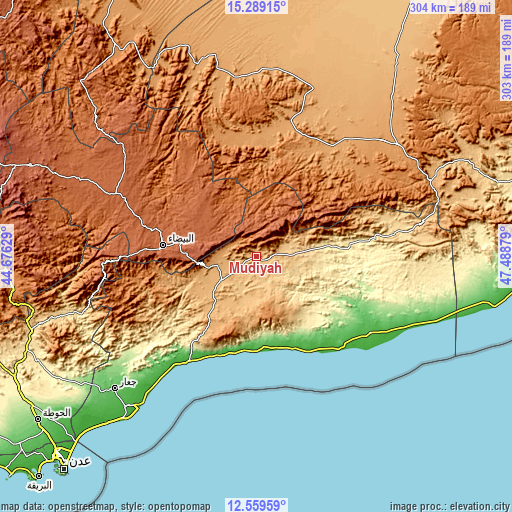 Topographic map of Mūdīyah