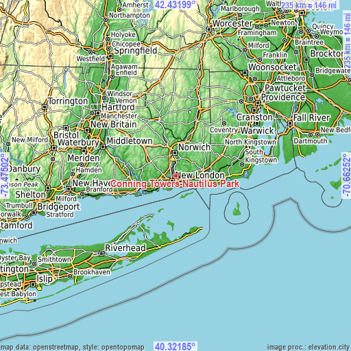 Topographic map of Conning Towers-Nautilus Park