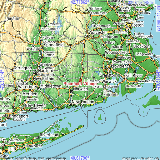 Topographic map of Plainfield Village