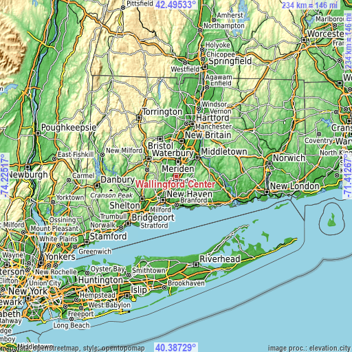 Topographic map of Wallingford Center