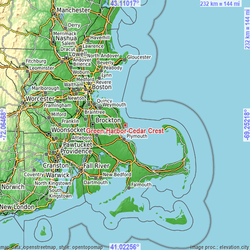 Topographic map of Green Harbor-Cedar Crest