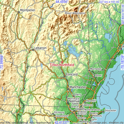 Topographic map of Tilton-Northfield