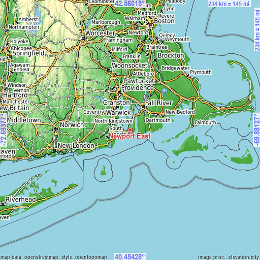 Topographic map of Newport East