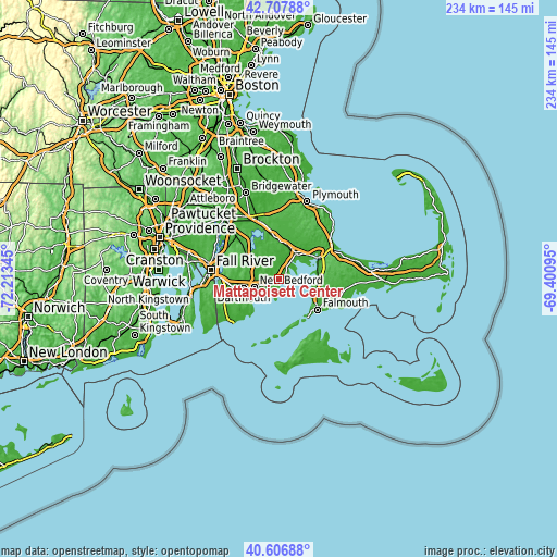 Topographic map of Mattapoisett Center