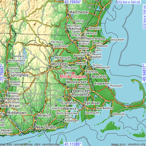 Topographic map of Millis-Clicquot