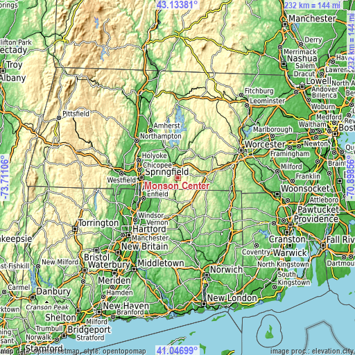 Topographic map of Monson Center