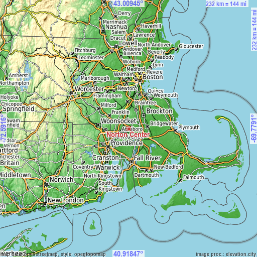 Topographic map of Norton Center