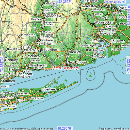 Topographic map of Central Waterford