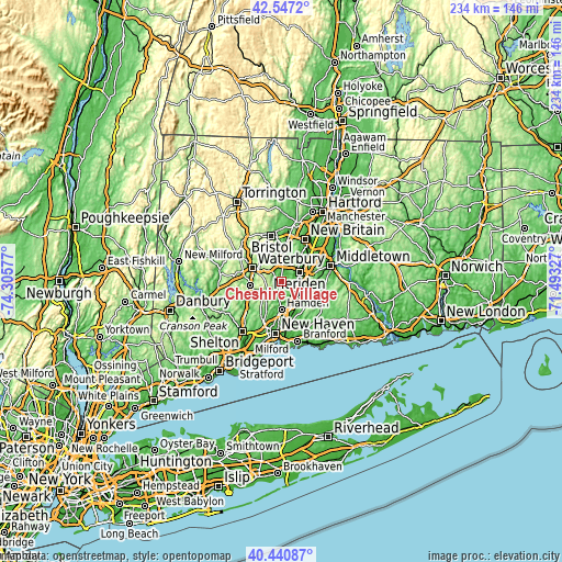 Topographic map of Cheshire Village