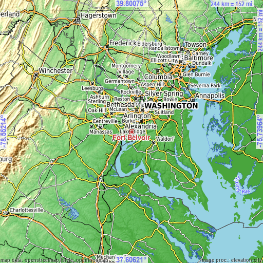 Topographic map of Fort Belvoir