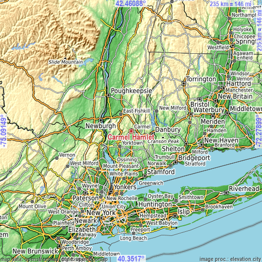 Topographic map of Carmel Hamlet