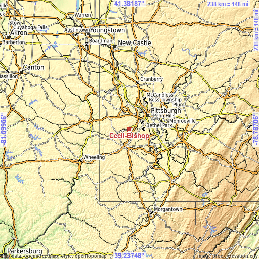 Topographic map of Cecil-Bishop