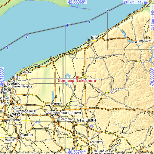 Topographic map of Conneaut Lakeshore