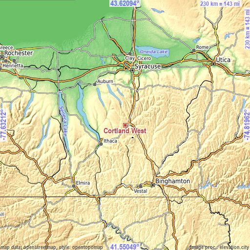 Topographic map of Cortland West