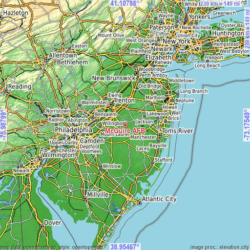 Topographic map of McGuire AFB