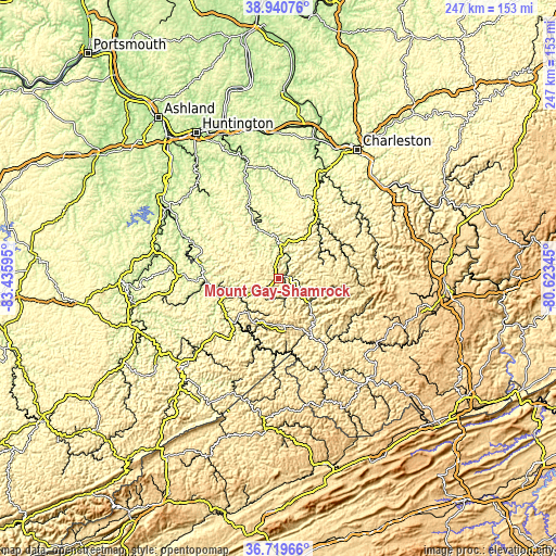 Topographic map of Mount Gay-Shamrock