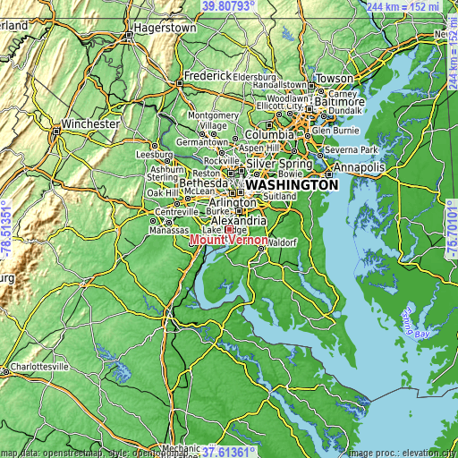 Topographic map of Mount Vernon