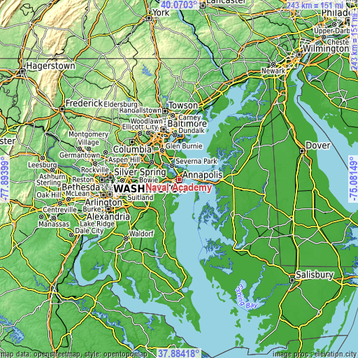 Topographic map of Naval Academy