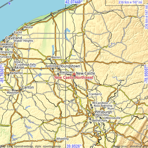 Topographic map of New Castle Northwest