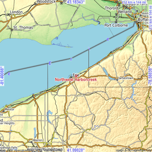 Topographic map of Northwest Harborcreek