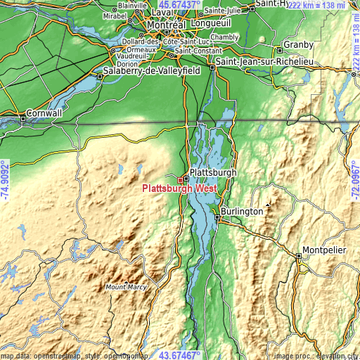 Topographic map of Plattsburgh West