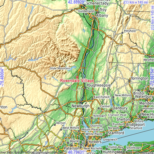 Topographic map of Rosendale Village