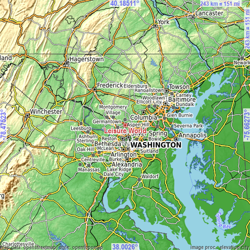 Topographic map of Leisure World