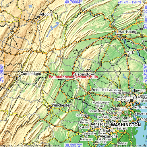 Topographic map of Fountainhead-Orchard Hills