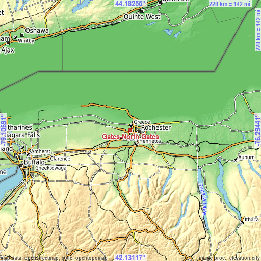 Topographic map of Gates-North Gates