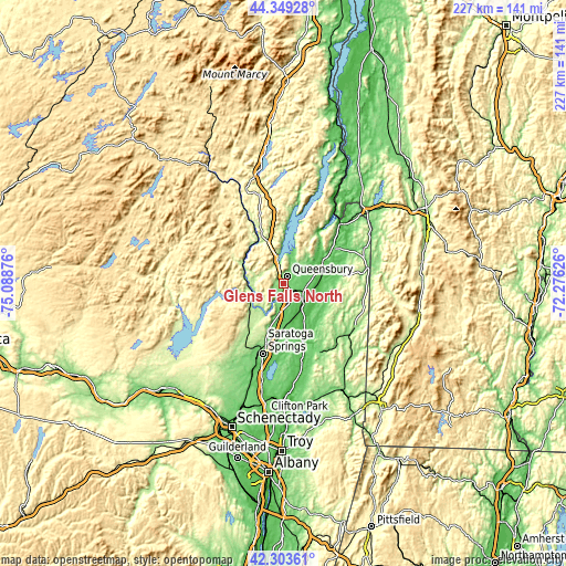 Topographic map of Glens Falls North