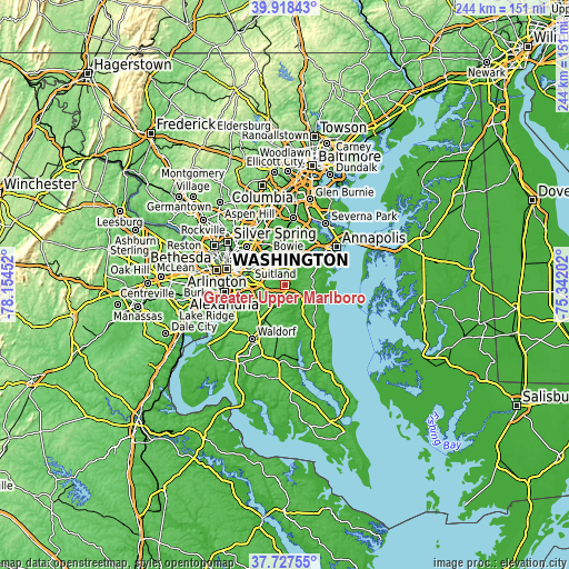 Topographic map of Greater Upper Marlboro